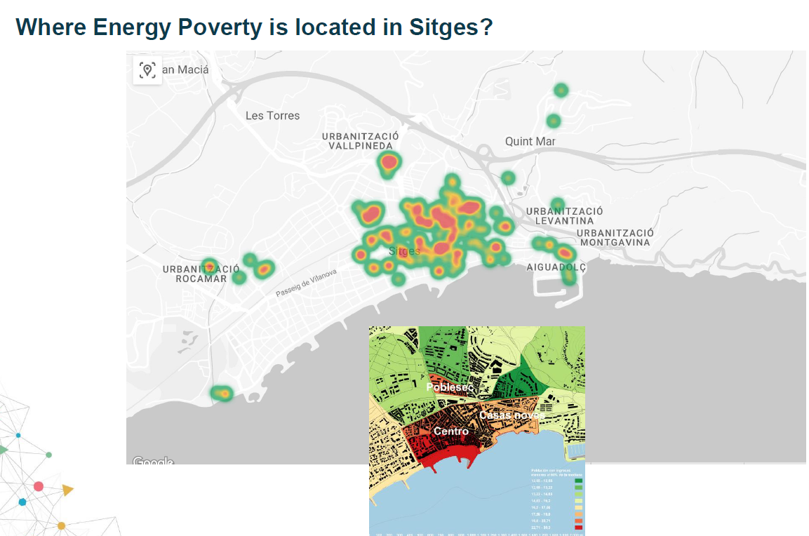 Imatge del mapa de pobresa energètica a Sitges