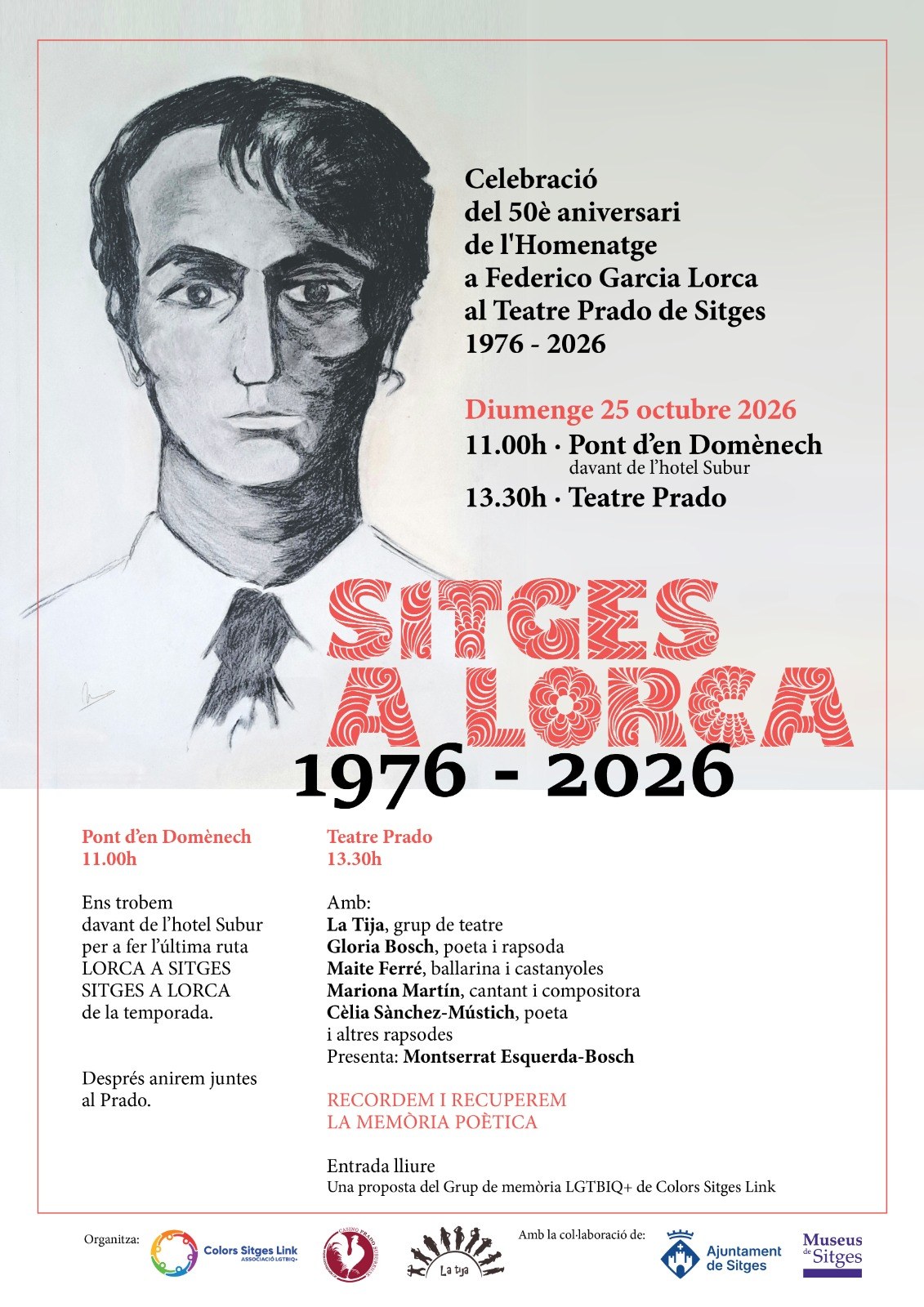 Sitges a Lorca 1976-2026 - Celebració del 50è aniversari de l'Homenatge de Federico Garcia Lorca al Teatre Prado de Sitges