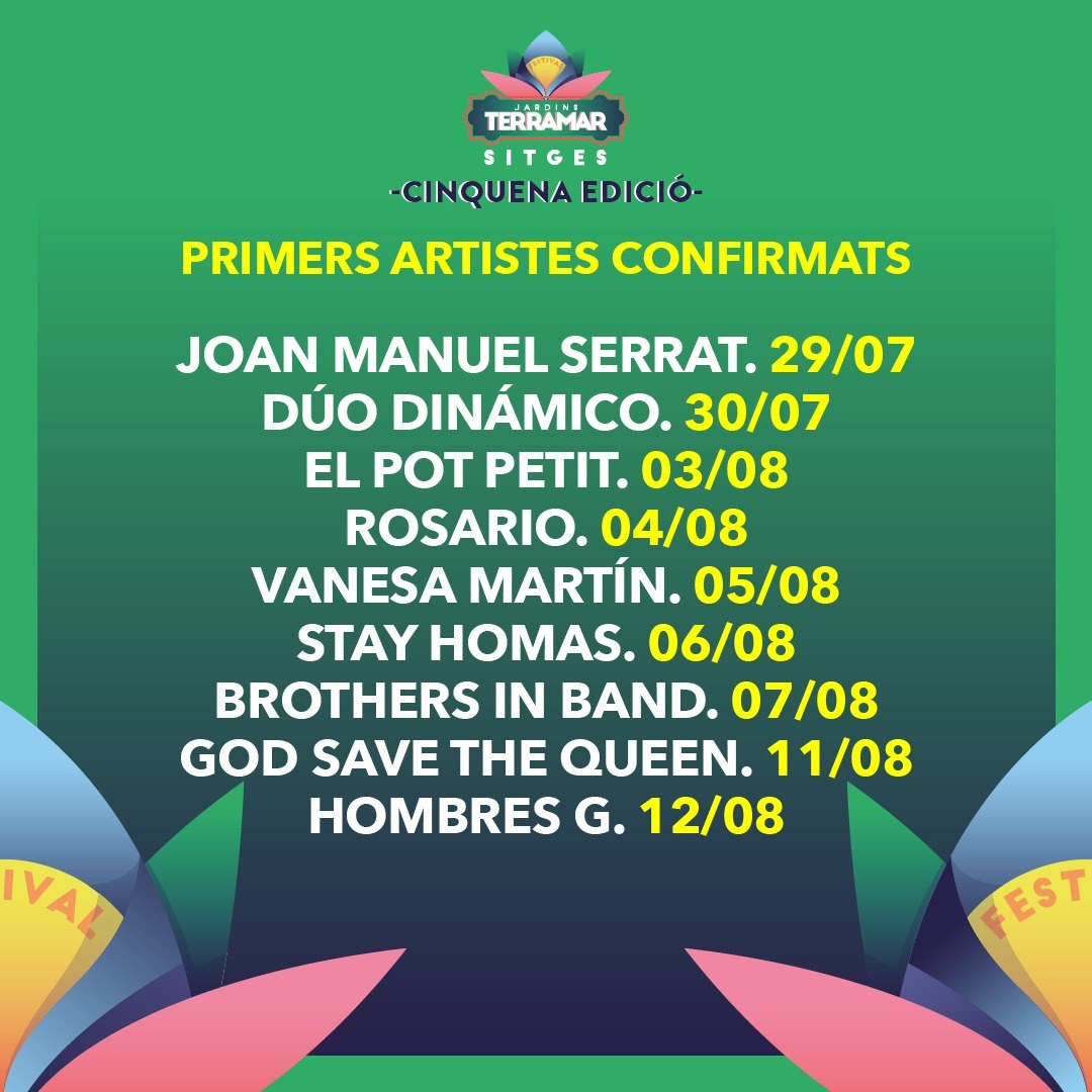 Joan Manuel Serrat, Rosario, Vanesa Martín, el Dúo Dinámico i Hombres G, entre els primers artistes confirmats del Festival Jardins Terramar de Sitges 2022