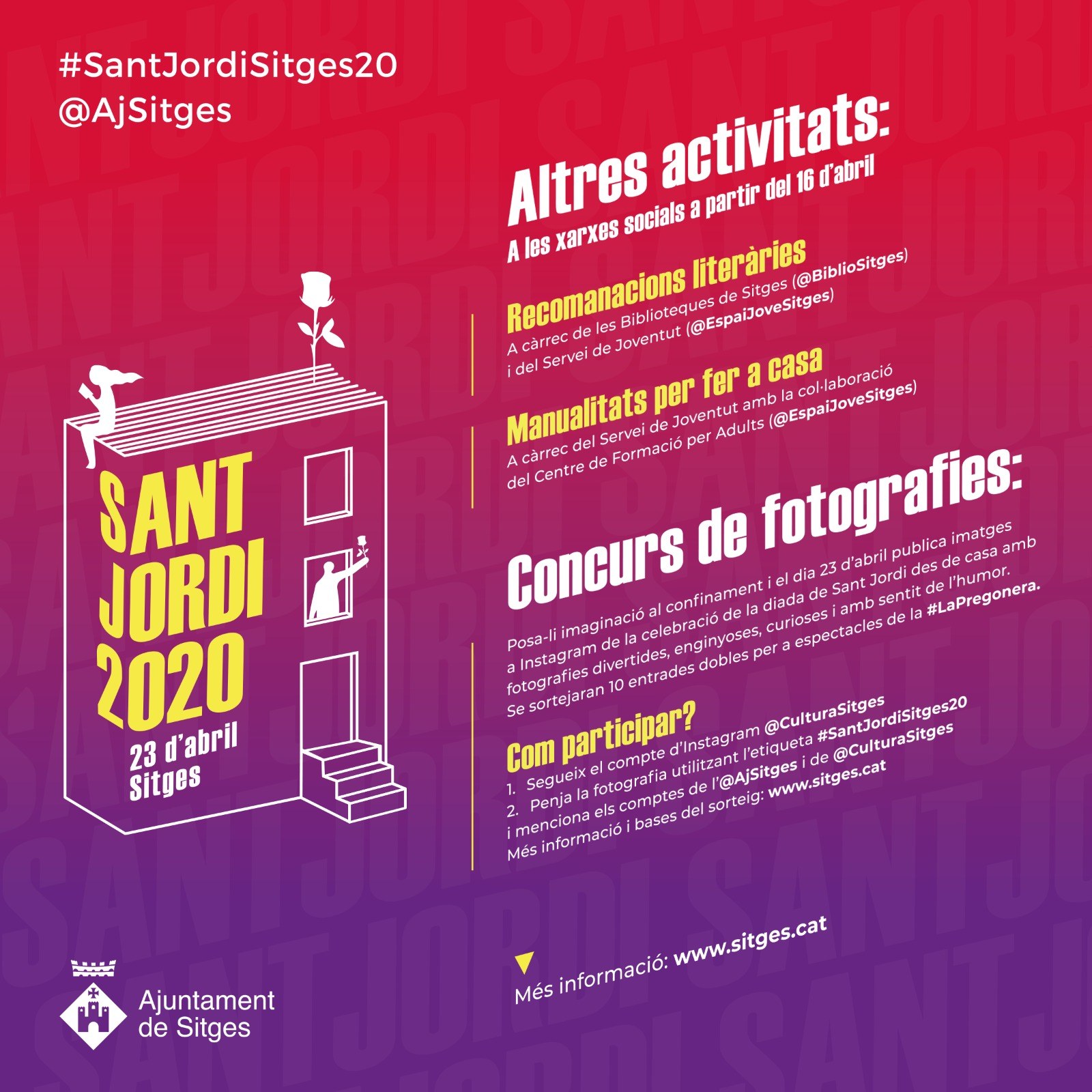 La regidoria de Cultura anima a tothom a participar en el concurs de Fotografia ‘Sant Jordi des de casa’