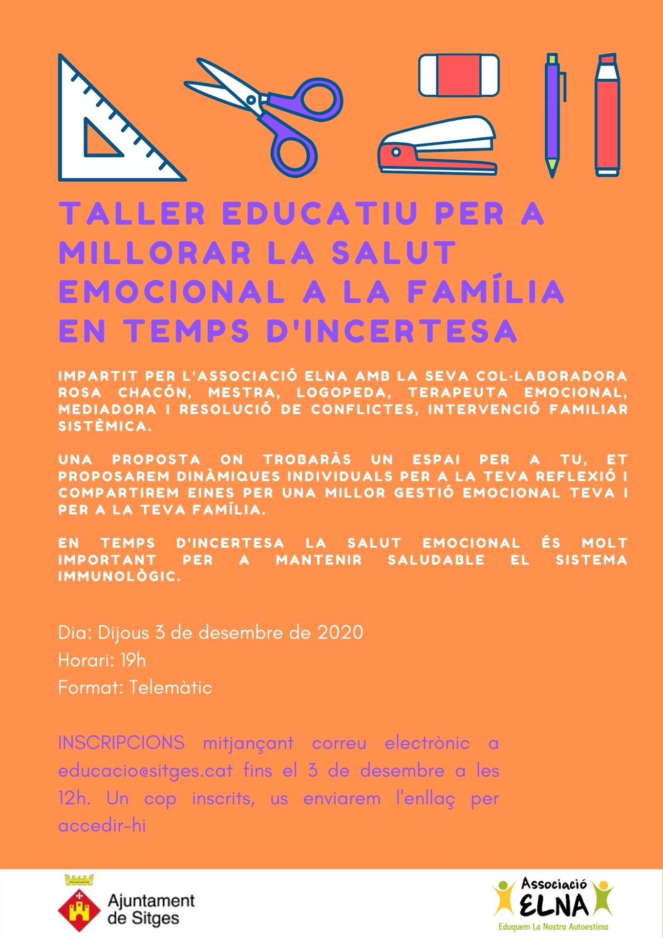 La regidoria d’Educació proposa un nou taller online per millorar la salut emocional
