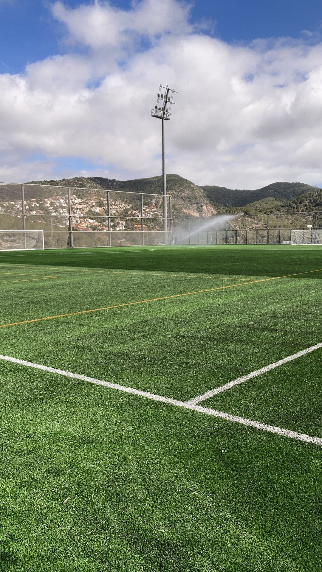 El camp de futbol Nou Pins Vens ja té la nova gespa instal·lada