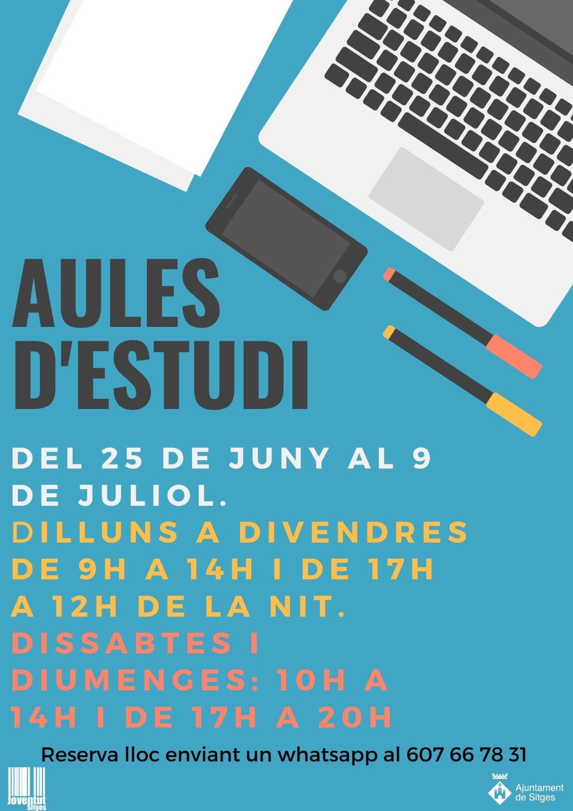 L’Espai Jove obrirà les aules d’estudi amb cita prèvia del 25 de juny al 9 de juliol