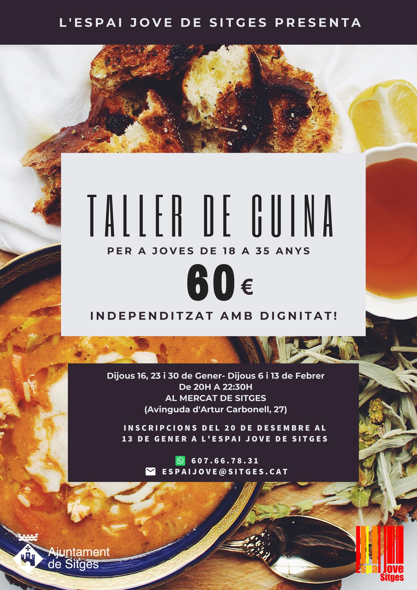 La regidoria de Joventut impulsa un taller de cuina per als joves de 18 a 35 anys