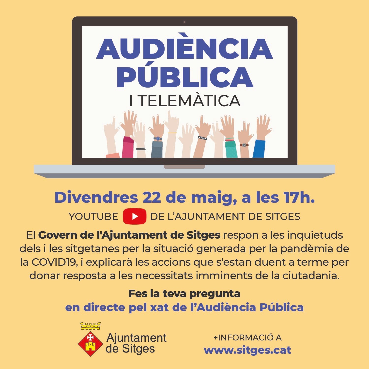L’Ajuntament de Sitges convoca aquest divendres la segona audiència pública telemàtica sobre la Covid-19